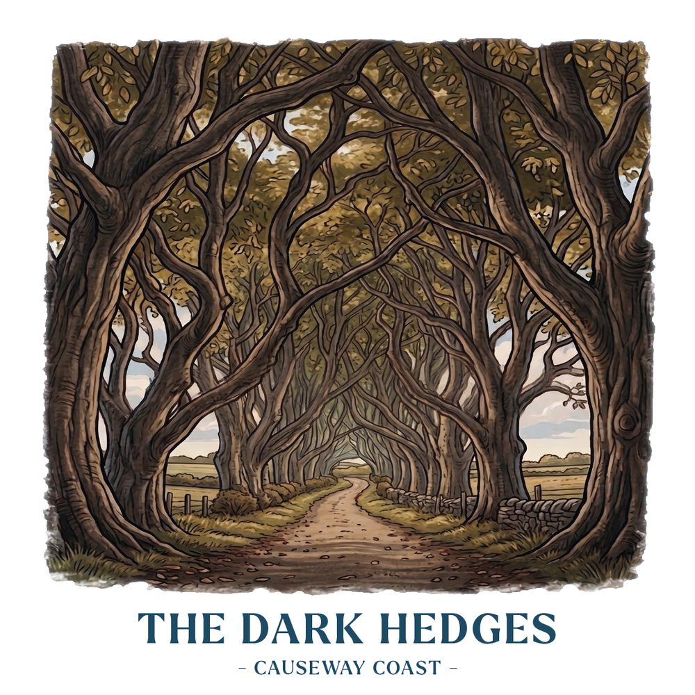 The Dark Hedges illustration